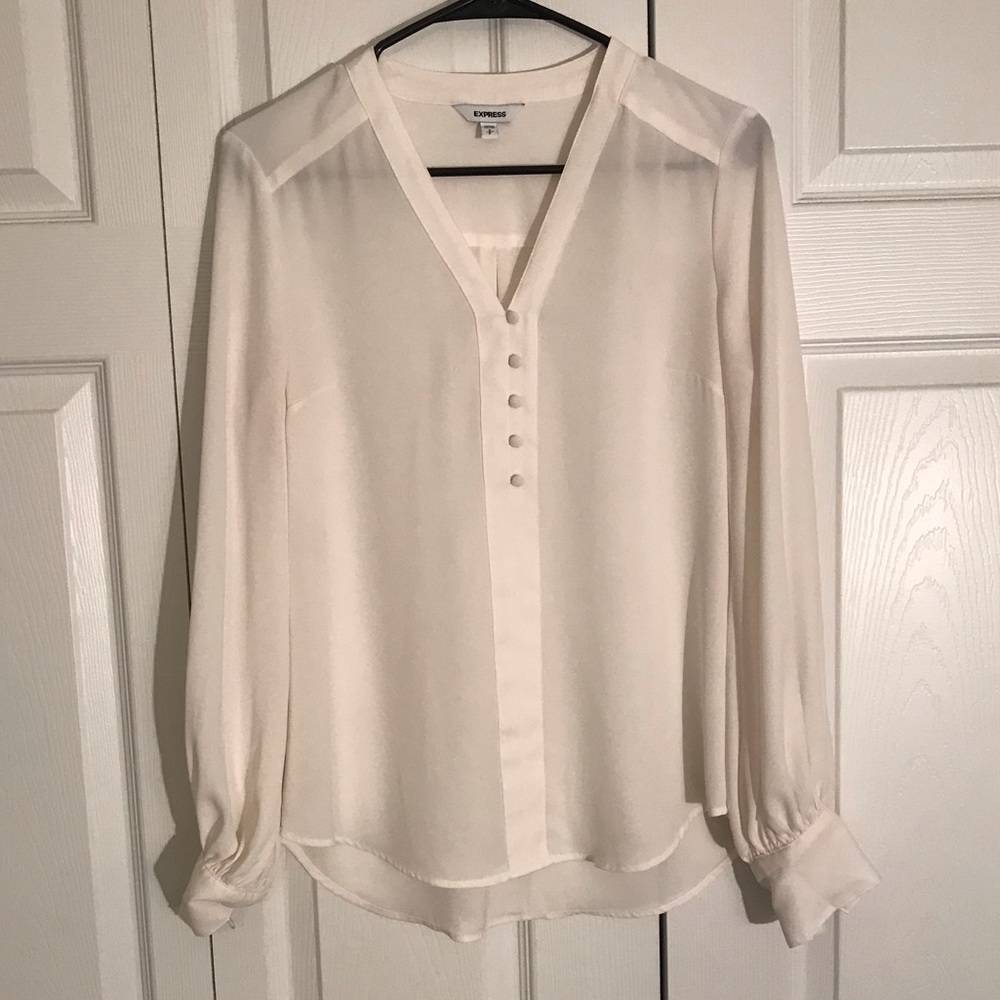Express White Long Sleeve Blouse - Picture 1 of 5